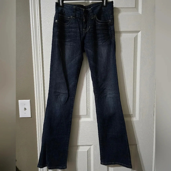 Guess Y2K Low Rise Daredevil Bootcut Jeans, Dark Wash, Size 28/32, EUC! - Picture 2 of 11